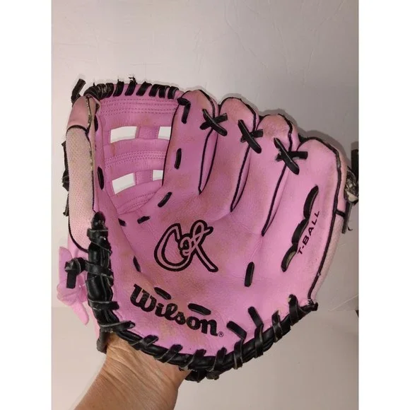 Two WILSON Child's T-Ball/Baseball Gloves (10" / 10.5" RHT) | Pink - Picture 1 of 12